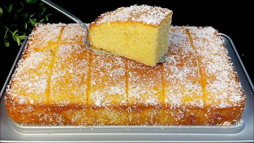 Lemon Coconut Cake Recipe: Apricot Jam Drizzle and Coconut Flakes