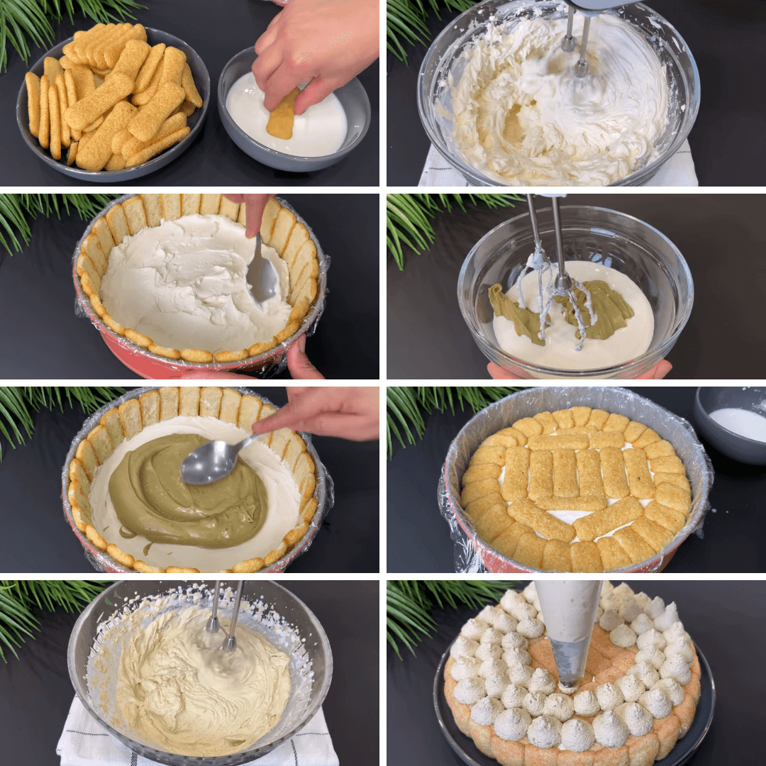 Torta a strati con crema al pistacchio